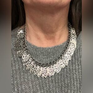 Silver Petal statement chain necklace